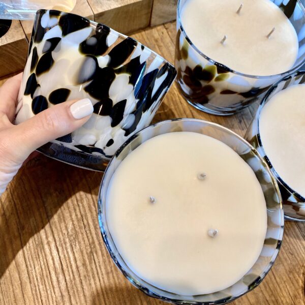 Soy Candles - Leopard print glass holder